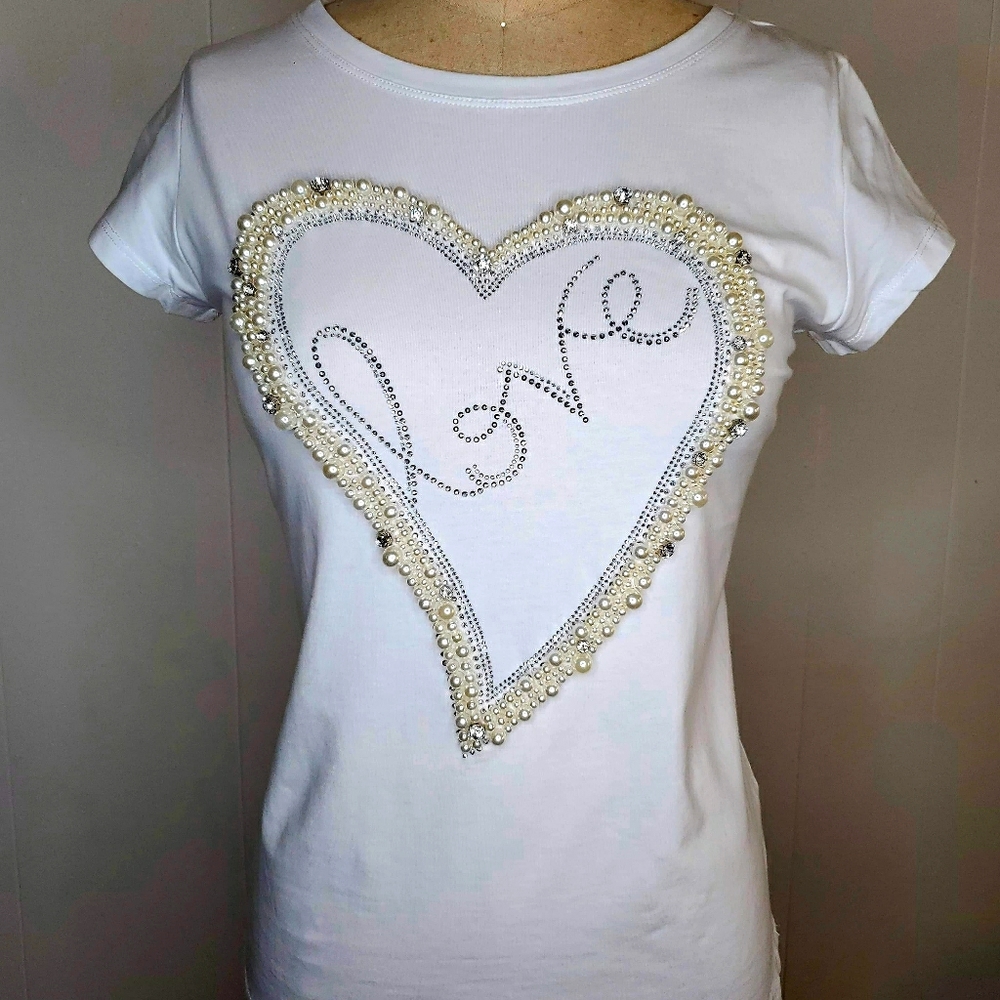 Women's Elegant Shirt w/ Pearls and Crystals